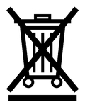 Symbol: durchgestrichene Mülltonne